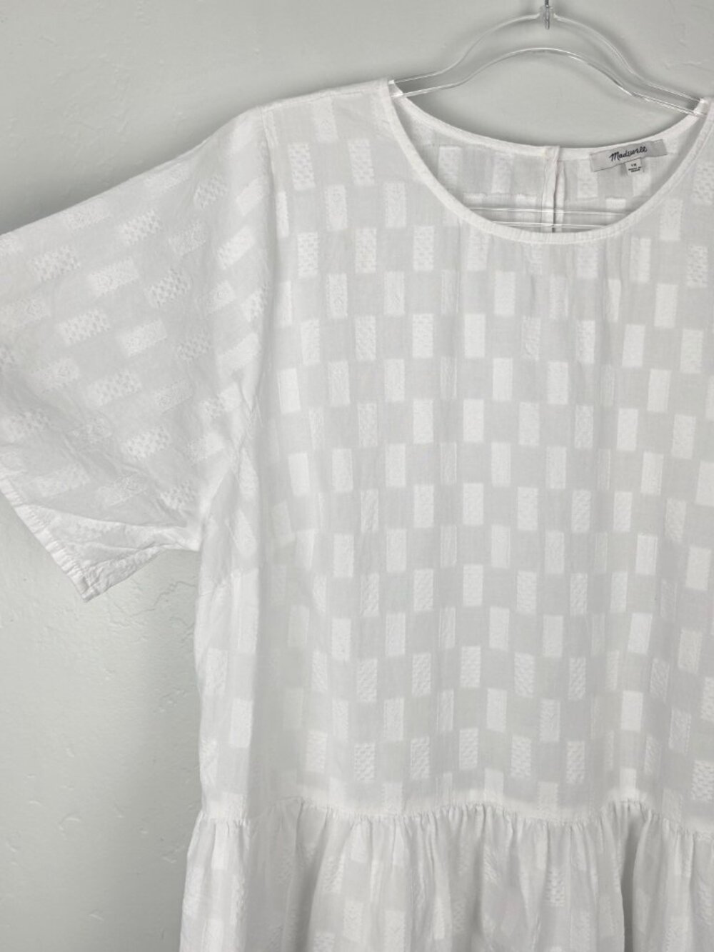Madewell Medford Top Jacquard Short Sleeve Textured Peplum Blouse White Size 1X - Picture 8 of 13